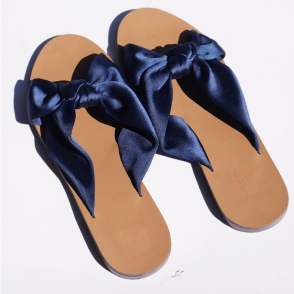 J Crew navy satin knot slides